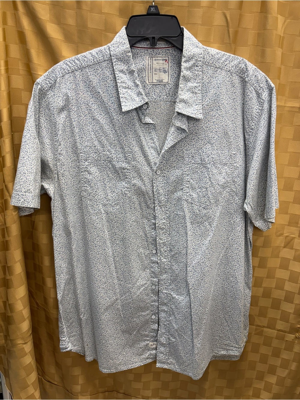 Alexander Julian Light Blue Micro-Print Short Sleeve Button-Down Shirt